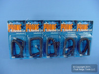 5 Leviton Black 7 Ft Telephone Handset Cords Modular Phone Coil C2407-7E