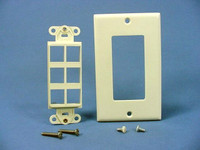 Leviton Almond 6-Port Quickport Decora Insert Platform w/Wallplate 40756-BA