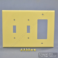 Leviton Ivory Midway 3-Gang Decora Toggle Combination Unbreakable Wallplate PJ226-I