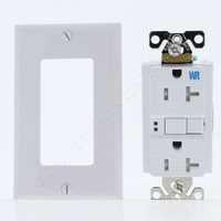 Eaton White GFCI Specification Grade Tamper Weather Resistant Self Testing Duplex Receptacle 20A 125V 5-20R TWRSGF20W