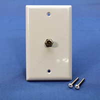 Eaton White 1-Gang Single Coaxial Cable Wall Plate Video Jack F-Type CATV Cover 1172W