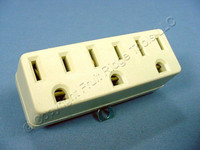 Leviton Ivory Plug-In Triple Tap Outlet Grounding Adapter 15A 125V Power Splitter 698-I