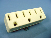 Leviton Ivory Plug-In Triple Tap Outlet Grounding Adapter 15A 125V Power Splitter 698-I