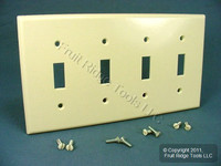 Leviton Almond 4-Gang Toggle Switch Cover Wall Plate Switchplate 82012