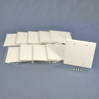10 Cooper White STANDARD 2-Gang Blank Cover Box Mounted Thermoset Wallplates 2137W