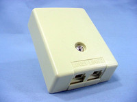Leviton DUPLEX Ivory Surface Mount Modular Phone Jack 110-Type Termination Type 104 6-Wire Telephone 41046-IDA