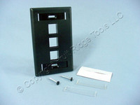 Leviton Black Quickport 3-Port ID Window Flush Wallplate 1-Gang Cover High-Impact Plastic 42080-3ES
