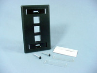 Leviton Black Quickport 3-Port ID Window Flush Wallplate 1-Gang Cover High-Impact Plastic 42080-3ES