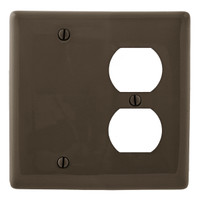 Hubbell Brown 2-Gang Outlet Blank Cover Duplex Receptacle Wallplate NP138