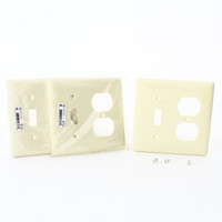 3 Hubbell Lt Almond 2-Gang UNBREAKABLE Wallplates Switch Receptacle Outlet Cover NP18LA