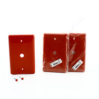 3 Hubbell Red Cable Wallplates Nylon Telephone Cover .406" Hole Box Mount NP11R