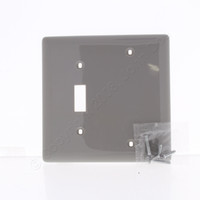 Hubbell Gray 2-Gang Toggle Switch Blank Cover Switchplate Wallplate NP113GY