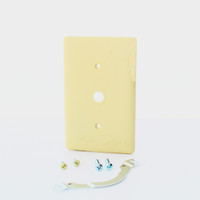 Hubbell Ivory Cable Wallplate NYLON Phone Cover .406" Hole Strap Mount NP12I