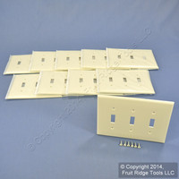 10 Leviton Almond 3-Gang MIDWAY UNBREAKABLE Nylon Toggle Switch Wallplate Covers PJ3-A