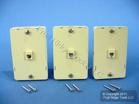 3 Leviton Ivory Wall Mount Phone Jack Mounting Plates w/SIDE TELEPHONE JACKS C2655-I