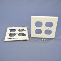 2 Cooper White 2-Gang Receptacle Wallplate Unbreakable Duplex Outlet Covers 5150W