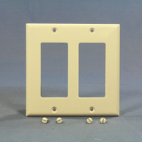 Cooper Light Almond Decorator 2-Gang Thermoset Wallplate GFCI GFI Cover 2152LA