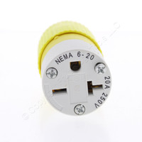 Hubbell Bryant INDUSTRIAL Yellow Straight Blade Connector Female Plug NEMA 6-20R 20A 250V 5469NCSY