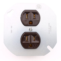 Bryant/Hubbell 4" Round Metal Cover w/Premounted Receptacle 15A 125V Duplex Outlet 5282