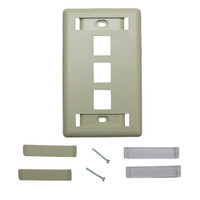 Hubbell Ivory 1-Gang 3-Port Wallplate ID Window Keystone Jack Faceplate IFP13EI