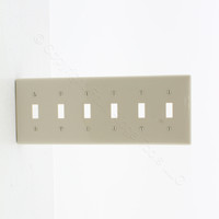 Hubbell Light Almond UNBREAKABLE 6-Gang Toggle Switch Cover Nylon Wallplate Switchplate NP6LA
