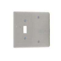 Hubbell White Mid-Size UNBREAKABLE 2-Gang Blank Toggle Switch Cover Nylon Wallplate NPJ113W