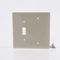 Hubbell Light Almond Mid-Size UNBREAKABLE 2-Gang Blank Toggle Switch Cover Nylon Wallplate NPJ113LA