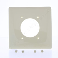 Hubbell Ivory 2-Gang 2.16" Outlet Cover UNBREAKABLE Receptacle Nylon Wallplate Dryer Range NP703I