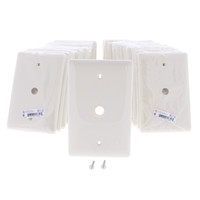 25 Hubbell Light Almond Cable Wallplate Mid-Size UNBREAKABLE Phone Covers .406" Hole Box Mount NPJ11LA