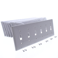 10 Hubbell Gray UNBREAKABLE 6-Gang Toggle Switch Covers Nylon Wallplate Switchplate NP6GY
