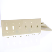 10 Hubbell Ivory UNBREAKABLE 6-Gang Toggle Switch Covers Nylon Wallplate Switchplate NP6I