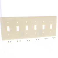 Hubbell Ivory UNBREAKABLE 6-Gang Toggle Switch Cover Nylon Wallplate Switchplate NP6I