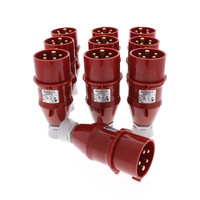 10 New Hubbell Red Pin & Sleeve Male Plugs Splashproof IP44 3-Phase 20A 200-415V 4P5W C520P6S