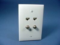 Leviton DUPLEX MIDWAY White Cat 5e Video Cable CATV Jack Wall Plate Cat5e 5EA10-M4W