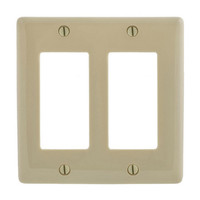 Hubbell Ivory 2-Gang UNBREAKABLE Decorator/GFCI/Rocker Switch Mid-Size Wallplate Cover NPJ262IZ