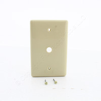 Hubbell Ivory Cable Wallplate Mid-Size UNBREAKABLE Phone Cover .406" Hole Box Mount NPJ11I