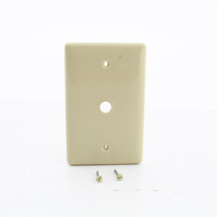 Hubbell Ivory Cable Wallplate Mid-Size UNBREAKABLE Phone Cover .406" Hole Box Mount NPJ11I