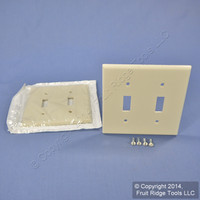 2 Leviton Light Almond 2-Gang Toggle Switch Cover Wall Plate Switchplates 78009