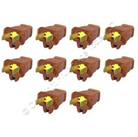 10 Eagle Brown Straight Plugs w/ CORD CLIP 15A Non-Polarized NEMA 1-15P SA840B