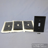 4 Leviton Black Unbreakable Toggle Switch Cover Wall Plates Switchplates 80701-E