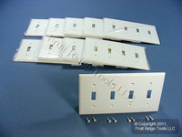 10 Leviton White 4-Gang UNBREAKABLE Toggle Switch Cover Nylon Wallplates 80712-W