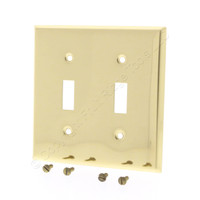 Leviton Blemished Scratched Polished Brass 2-Gang Toggle Switch Cover Wallplate