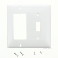 Mulberry White 2-Gang UNBREAKABLE Combination Toggle Switch GFCI Cover Decorator Rocker Wallplate 90432