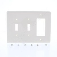 Hubbell Lt Almond UNBREAKABLE 3-Gang Combination GFCI Toggle Switch Plate Cover Mid-Size Wallplate NPJ226LA