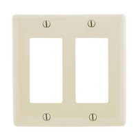 Hubbell Lt Almond 2-Gang UNBREAKABLE Decorator/GFCI/Rocker Switch Mid-Size Wallplate Cover NPJ262LAZ