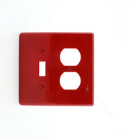 Hubbell Red Mid-Size UNBREAKABLE Combination Toggle Switch Duplex Outlet Receptacle Wallplate Nylon NPJ18R
