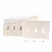 10 Hubbell Lt Almond 3-Gang UNBREAKABLE Mid-Size Toggle Switch Plate Cover Wallplates NPJ3LA