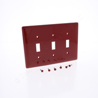 Hubbell Red 3-Gang UNBREAKABLE Mid-Size Toggle  Switch Plate Cover Wallplate NPJ3R