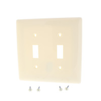 Hubbell Almond 2-Gang UNBREAKABLE Mid-Size Toggle Switch Plate Cover Wallplate NPJ2AL