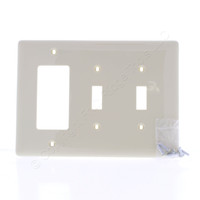 Hubbell Ivory UNBREAKABLE Combination 3-Gang GFCI & Toggle Switch Plate Cover Mid-Size Wallplate NPJ226I